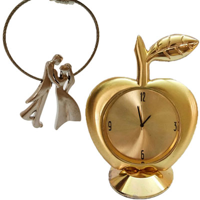 "Love Keychain -010 + Apple Design Clock -049 - Click here to View more details about this Product